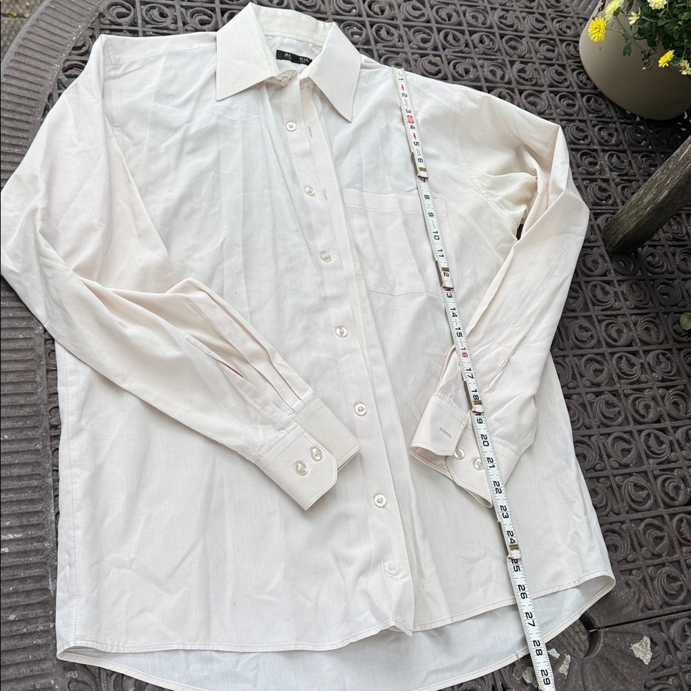 Agenda Men’s Cream Button-Up Shirt 35% cotton 65% polyester 15-15.5